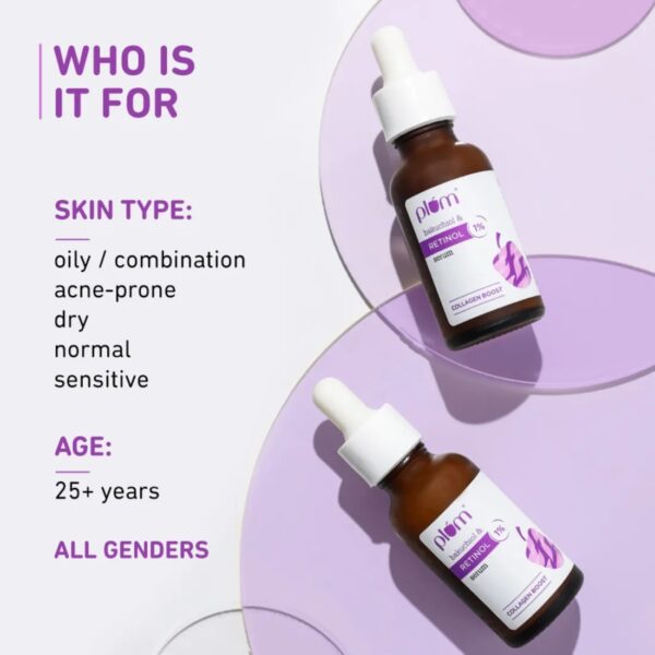 Plum 1% Retinol Anti-Aging Face Serum With Bakuchiol, Reduces Fine Lines & Wrinkles, Boosts Collagen 20 ml - Image 3