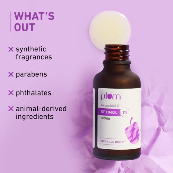 Plum 1% Retinol Anti-Aging Face Serum With Bakuchiol, Reduces Fine Lines & Wrinkles, Boosts Collagen 20 ml - Image 7