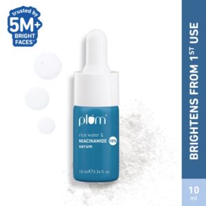 Plum 10% Niacinamide Brightening Face Serum With Rice Water & Ferment - Fades Blemishes & Acne Marks (10ml)