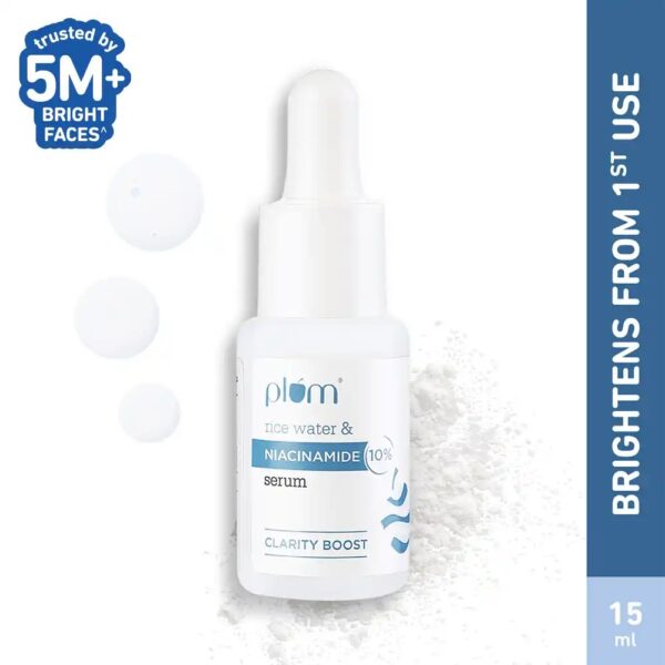 Plum 10% Niacinamide Face Serum with Rice Water for Blemish-Free, Clean & Bright Skin (15 ml)