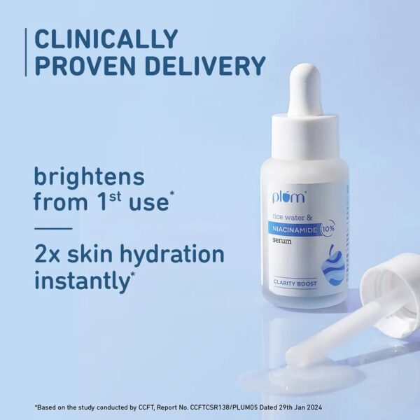 Plum 10% Niacinamide Face Serum with Rice Water for Blemish-Free, Clean & Bright Skin (15 ml) - Image 2