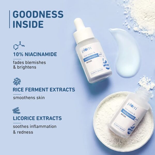 Plum 10% Niacinamide Face Serum with Rice Water for Blemish-Free, Clean & Bright Skin (15 ml) - Image 4