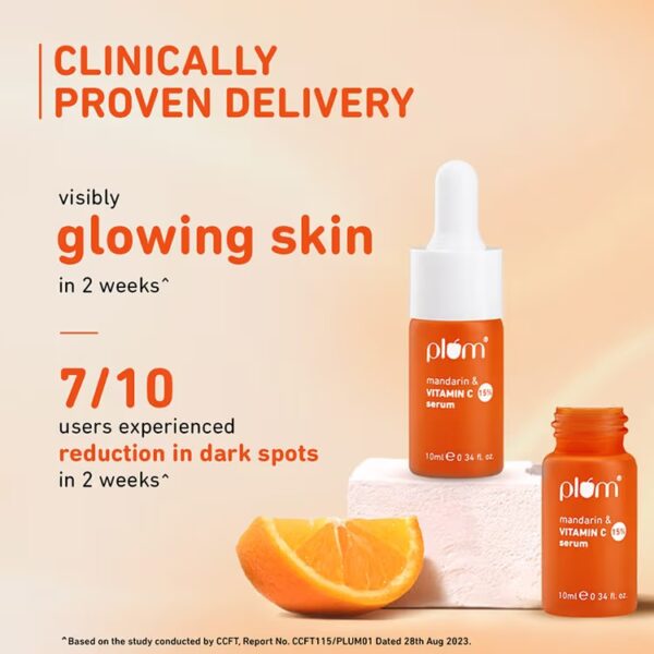 Plum 15% Vitamin C Glow Face Serum - Dermat Tested To Fight Dark Spots, Pigmentation & Dull Skin (10ml) - Image 2