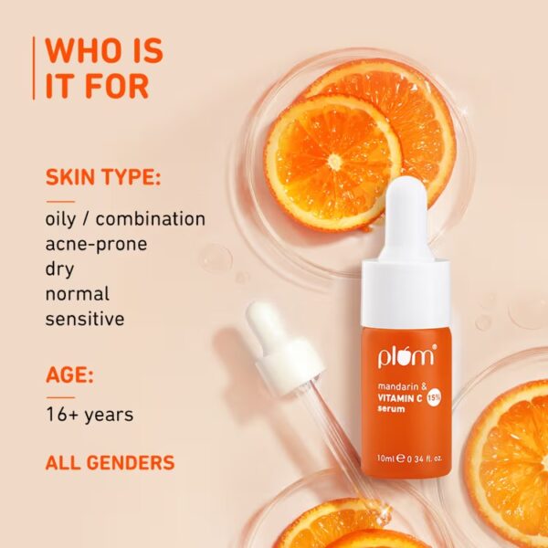 Plum 15% Vitamin C Glow Face Serum - Dermat Tested To Fight Dark Spots, Pigmentation & Dull Skin (10ml) - Image 5
