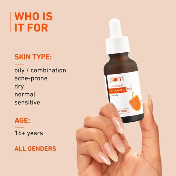 Plum 15% Vitamin C Face Serum with Mandarin (20 ml) for Glowing Skin with Pure Ethyl Ascorbic Acid - Image 2