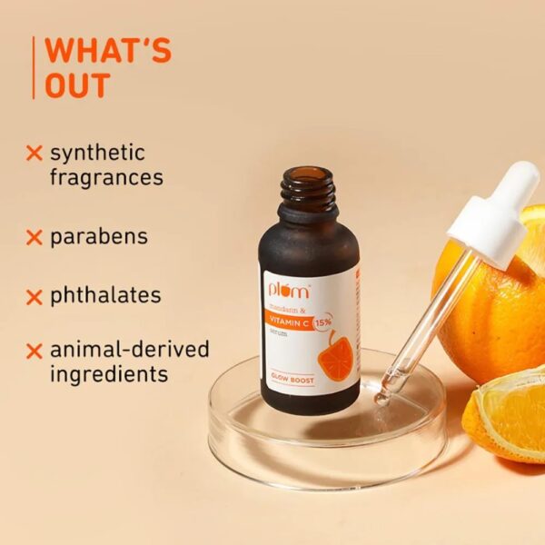 Plum 15% Vitamin C Face Serum with Mandarin (20 ml) for Glowing Skin with Pure Ethyl Ascorbic Acid - Image 4