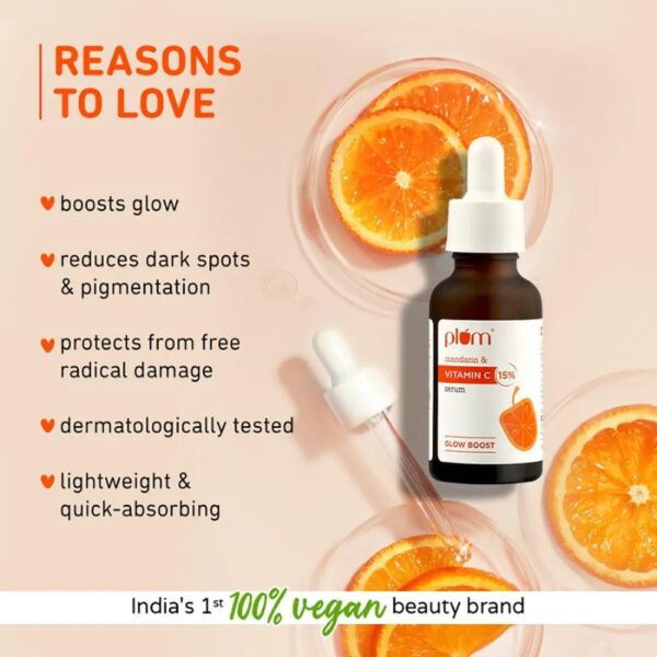 Plum 15% Vitamin C Face Serum with Mandarin (20 ml) for Glowing Skin with Pure Ethyl Ascorbic Acid - Image 5