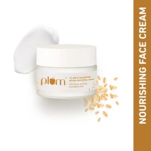 Plum 1% Oat & Allantoin All-day Nourishing Cream | with Vitamin E & B5 | Nourishes Skin | Soothes Inflamed Skin | Strengthens Skin Barrier | Moisturizing | 100% Vegan | 50 gm