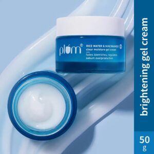 Plum thinkDERMA 2% Niacinamide & Rice Water Clear Moisture Gel Cream |A Fades Blemishes & 100% VeganA | 50 gm