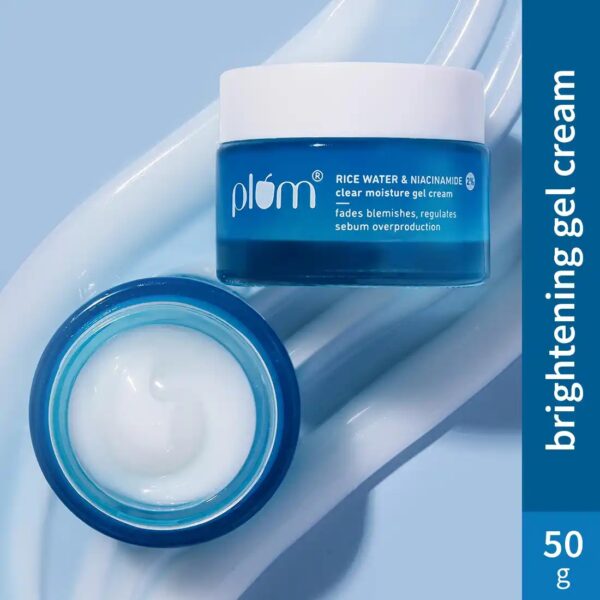 Plum thinkDERMA 2% Niacinamide & Rice Water Clear Moisture Gel Cream |A Fades Blemishes & 100% VeganA | 50 gm