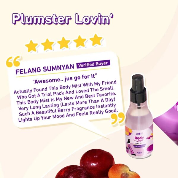 Plum BodyLovin' Everythin' Plum Body Mist | Long Lasting Fruity Fragrance For Women & Men With Plum, Jasmine & Vanilla | High On Fun | Travel-Friendly Perfume Body Spray 100 ml - Image 5