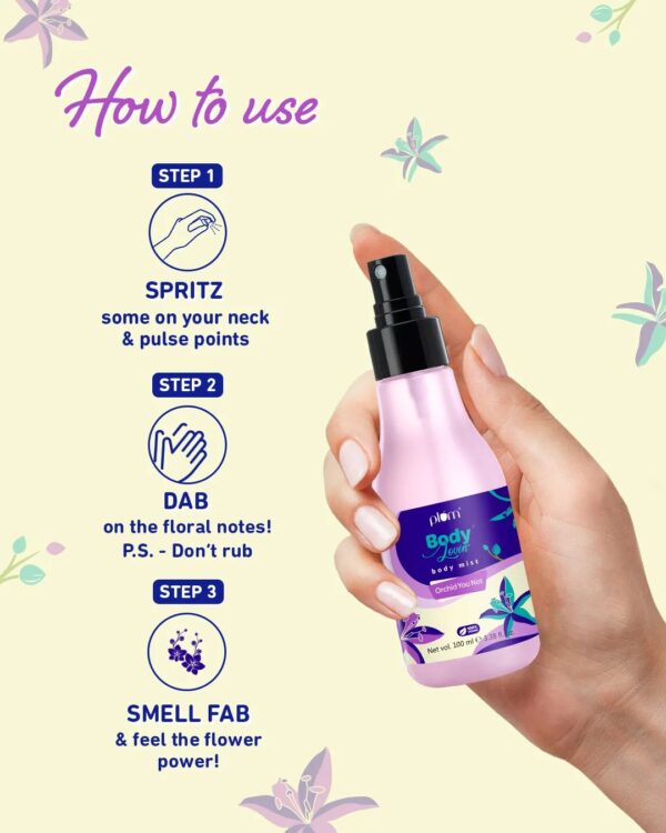Plum BodyLovin' Orchid-You-Not Body Mist | Long Lasting Fresh Floral Fragrance For Women With Red Apple, Freesia & Musk | High On Fun | Travel-Friendly Perfume Body Spray 100 ml - Image 4