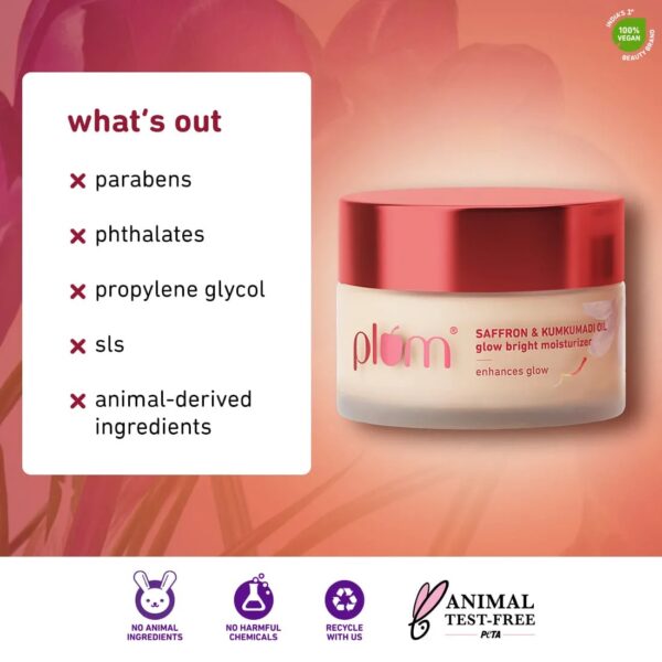 Plum Saffron & Kumkumadi Oil Glow Bright Moisturizer- With SPF 35 (50 gm) - Image 4