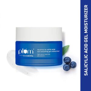 Plum thinkDERMA Salicylic & Lactic Acid Skin-smoothing Gel Moisturizer | Fights Acne | Improves Skin Texture | Hydrates & Smoothens Skin | Lightweight Gel-based | 100% Vegan | 50 gm