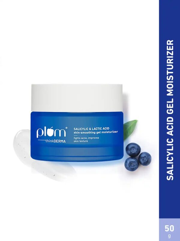 Plum thinkDERMA Salicylic & Lactic Acid Skin-smoothing Gel Moisturizer | Fights Acne | Improves Skin Texture | Hydrates & Smoothens Skin | Lightweight Gel-based | 100% Vegan | 50 gm