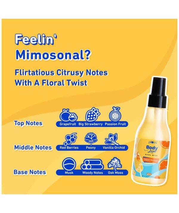 Plum BodyLovin' Trippin' Mimosas Body Mist (100 ml) | Citrusy Fragrance - Image 4