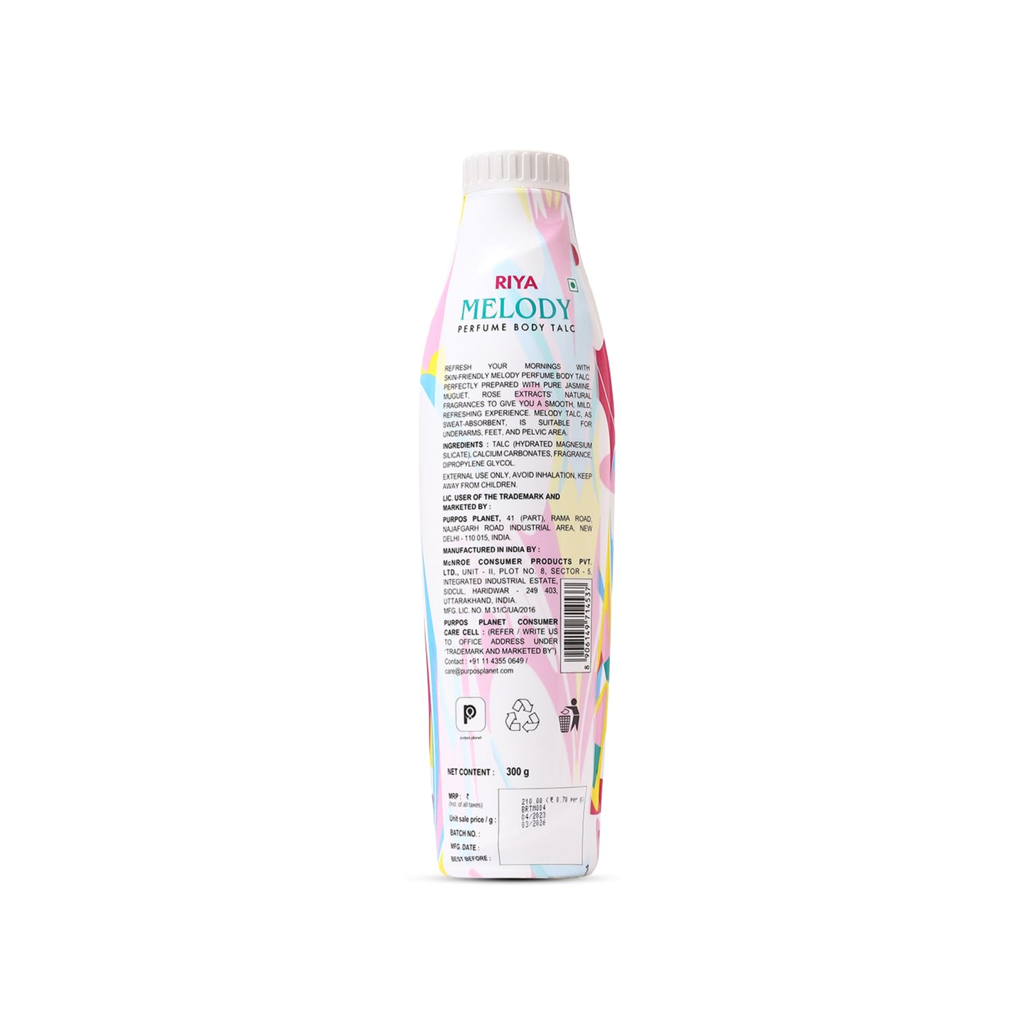 RIYA MELODY PERFUMED BODY TALC - 300 GM | Citrus Floral Fresh - Image 3